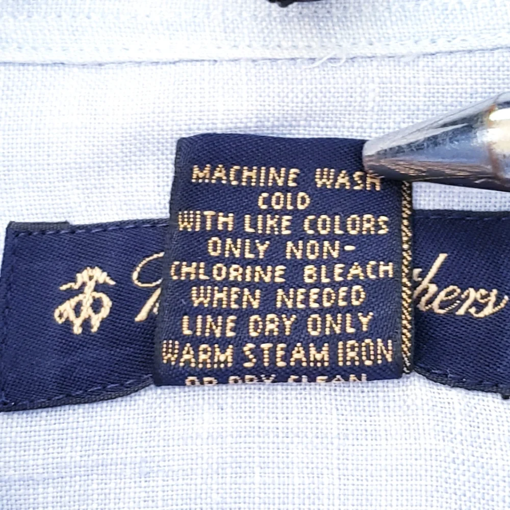 Brooks Brothers Irish Linen Light Blue Shirt 100% Linen - Picture 5 of 12